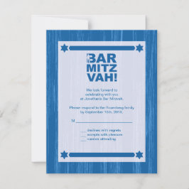 Vet Type Bar Mitswa Reply Kaart in Blauw