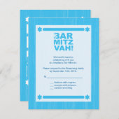 Vet Type Bar Mitswa Reply Kaart in lichtblauw (Voorkant / Achterkant)