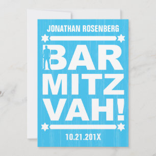 Vet Type Bar Mitswa Uitnodiging in Lichtblauw