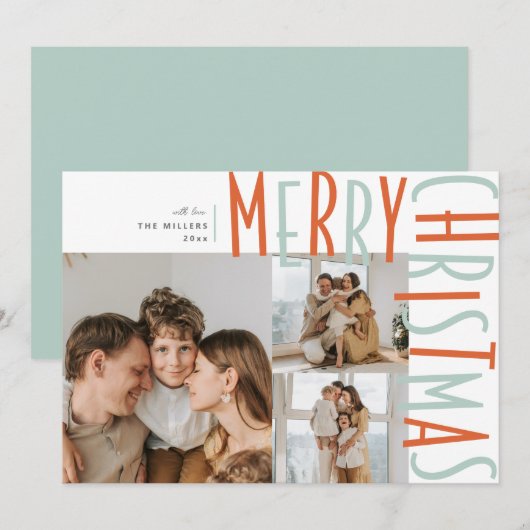 Vet Type Drie Foto Kerst Kaarten (Voorkant / Achterkant)