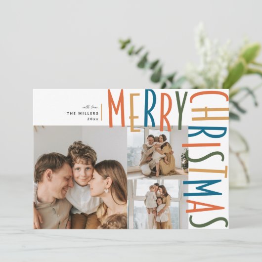 Vet Type Drie Foto Kerst Kaarten (Staand voorkant)