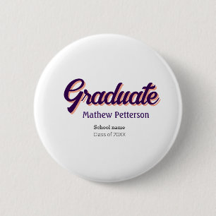 Vet type eenvoudig zwart stijlvol modern afstudere ronde button 5,7 cm