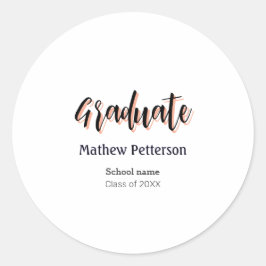 Vet type eenvoudig zwart stijlvol modern afstudere ronde sticker