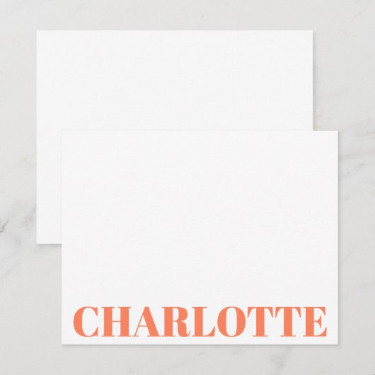 Vet Typografie Aangepaste Oranje naam Notitiekaartje (Voorkant / Achterkant)