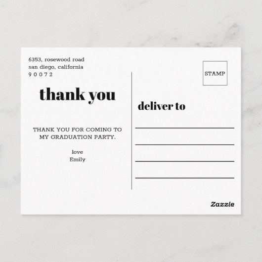 Vet Typografie Afstuderen Dank u Foto Briefkaart (Achterkant)