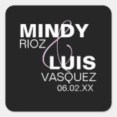 Vet typografie ampersand roze zwart vierkante sticker (Voorkant)