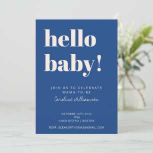 Vet Typografie Blauw Modern Schattige Baby shower Kaart