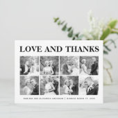 Vet typografie Dank je acht fotocollage Bedankkaart (Staand voorkant)