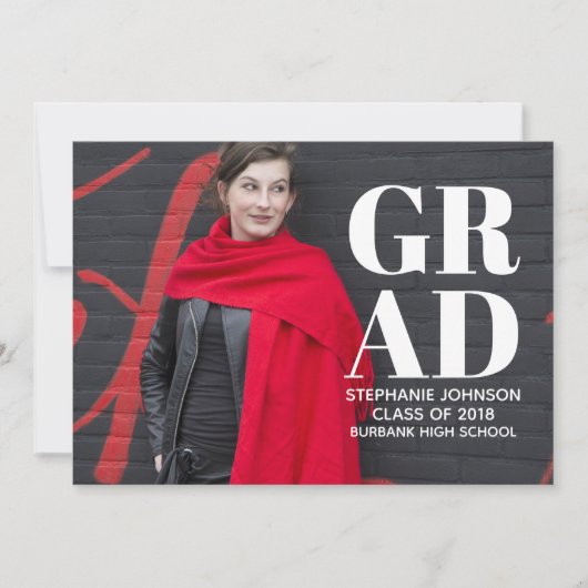 Vet Typografie Foto Afstuderen | Wit Kaart (Voorkant)