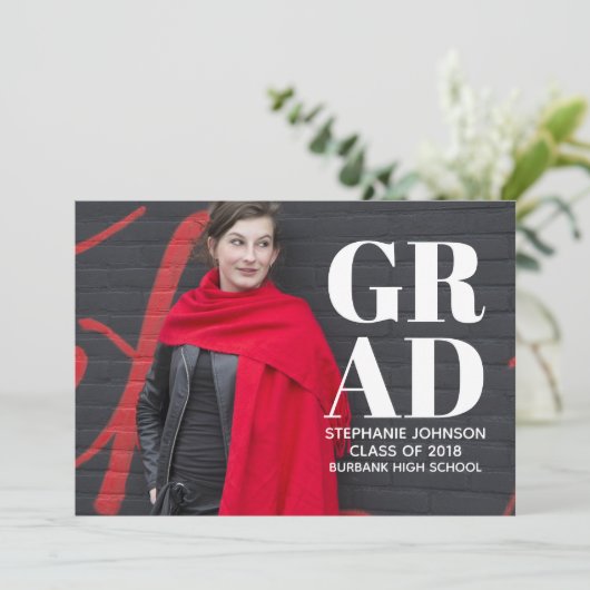 Vet Typografie Foto Afstuderen | Wit Kaart (Staand voorkant)