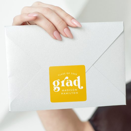 Vet Typografie Geel Afstuderen Vierkante Sticker