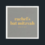 Vet Typografie Geel en grijs vet Mitzvah Naam Servet<br><div class="desc">Aangepast gebolde Typografie Geel en Grijze Modern Bat Mitzvah Napkins</div>