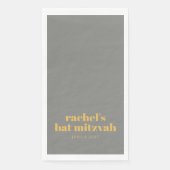 Vet Typografie Geel en grijs vet Mitzvah Naam Servet (Voorkant)