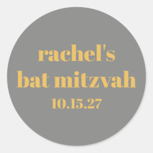 Vet Typografie Geel Grijs Custom Bat Mitzvah Ronde Sticker