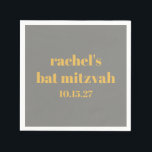 Vet Typografie Geel Grijs Custom Bat Mitzvah Servet<br><div class="desc">Vet Typografie Geel en Grijs Custom Schattige Bat Mitzvah Servetten</div>