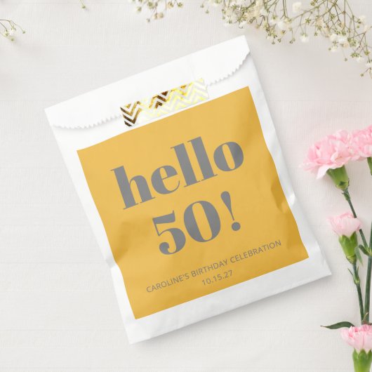 Vet Typografie Geel Grijs Modern Verjaardagsfeest Bedankzakje (Gezegeld)
