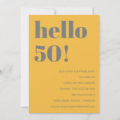 Vet Typografie Geel Grijs Modern Verjaardagsfeest Kaart (Voorkant)