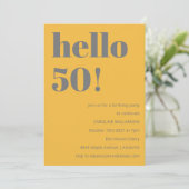 Vet Typografie Geel Grijs Modern Verjaardagsfeest Kaart (Staand voorkant)