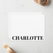 Vet Typografie Gepersonaliseerde naam Zwart Wit Notitiekaartje (Voorkant / Achterkant in situ)