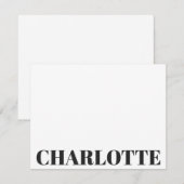Vet Typografie Gepersonaliseerde naam Zwart Wit Notitiekaartje (Voorkant / Achterkant)