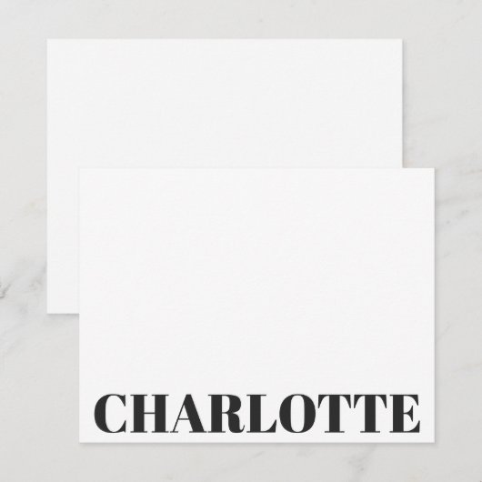 Vet Typografie Gepersonaliseerde naam Zwart Wit Notitiekaartje (Voorkant / Achterkant)