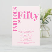 Vet Typografie Heet Roze Modern 50ste Verjaardag Kaart (Staand voorkant)