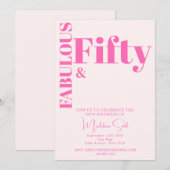 Vet Typografie Heet Roze Modern 50ste Verjaardag Kaart (Voorkant / Achterkant)