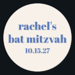 Vet Typografie Ivoor Blauw Aangepaste Schattige Ba Ronde Sticker<br><div class="desc">Vet Typografie Ivoor Blauw Aangepaste Schattige Vleermuis Mitzvah Classic Ronde Sticker</div>