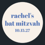 Vet Typografie Ivoor Blauw Aangepaste Schattige Ba Ronde Sticker<br><div class="desc">Vet Typografie Ivoor Blauw Aangepaste Schattige Vleermuis Mitzvah Classic Ronde Sticker</div>