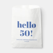 Vet Typografie Ivoor Blauw Modern 50ste Verjaardag Bedankzakje (Voorkant)