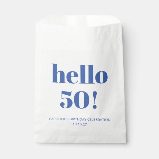 Vet Typografie Ivoor Blauw Modern 50ste Verjaardag Bedankzakje (Voorkant)