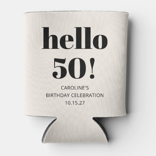 Vet Typografie Ivoor Modern 50ste Verjaardagsfeest Blikjeskoeler (Voorkant)