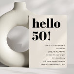 Vet Typografie Ivoor Modern 50ste Verjaardagsfeest Kaart<br><div class="desc">Vet Typografie Ivoor Modern 50ste Verjaardagsfeestuitnodiging</div>