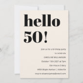 Vet Typografie Ivoor Modern 50ste Verjaardagsfeest Kaart (Voorkant)