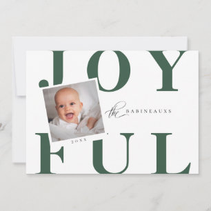 Vet Typografie JOYFUL Holiday Fotokaart Groen Feestdagenkaart