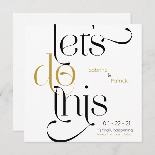 Vet Typografie laat dit doen sparen de Datum Kaart (Voorkant / Achterkant)