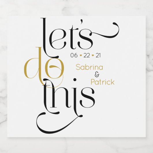 Vet Typografie laat dit doen sparen de Datum Sparkling Wijnetiket (Enkel label)