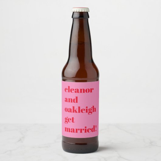 Vet Typografie Leuk Roze Rood Chique Modern Bruilo Bier Etiket (Voorkant)