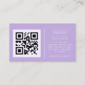 Vet Typografie & Lila Lavender QR Code Bu Visitekaartje (Achterkant)