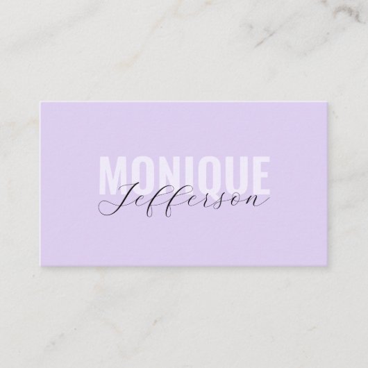 Vet Typografie & Lila Lavender QR Code Bu Visitekaartje (Voorkant)