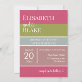 Vet Typografie Magenta en Green Modern Wedding Kaart (Voorkant)