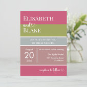 Vet Typografie Magenta en Green Modern Wedding Kaart (Staand voorkant)