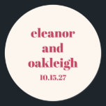 Vet Typografie Magenta Rood Ivoor Aangepaste Bruil Ronde Sticker<br><div class="desc">Vet Typografie Magenta Rood Ivoor Modern Custom Wedding Classic Ronde Sticker</div>