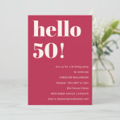 Vet Typografie Magenta Rood Ivoor Moderne Verjaard Kaart (Staand voorkant)