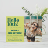 Vet Typografie Modern 18e Verjaardag Fotofeestje Kaart (Staand voorkant)