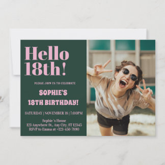 Vet Typografie Modern 18e Verjaardag Fotofeestje Kaart