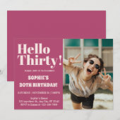 Vet Typografie Modern 30e Verjaardag Fotofeestje Kaart (Voorkant / Achterkant)