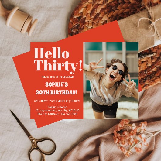 Vet Typografie Modern 30e Verjaardag Fotofeestje Kaart