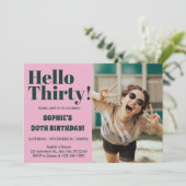 Vet Typografie Modern 30e Verjaardag Fotofeestje Kaart (Staand voorkant)