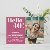 Vet Typografie Modern 40e Verjaardag Fotofeestje Kaart (Staand voorkant)